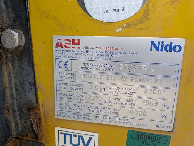 (locatie veen) haakarm opzetstrooier 4.0 m³ - 2200l, nido - schmidt, stratos b40-42 pcxn-490, 2010 - afbeelding 15 van  45