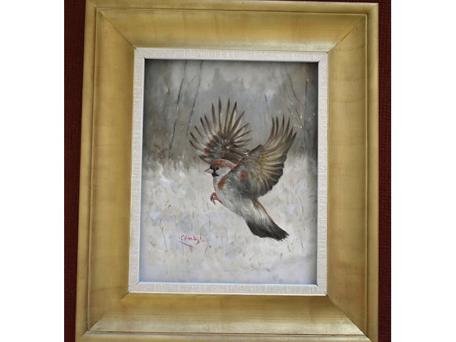 Lodewijk busing (aka c.h.van dijk) - "mus in winterlandschap" - afbeelding 3 van  8