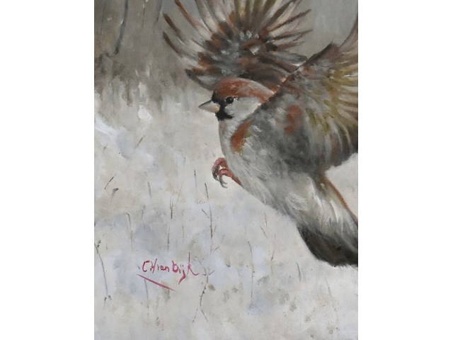 Lodewijk busing (aka c.h.van dijk) - "mus in winterlandschap" - afbeelding 4 van  8