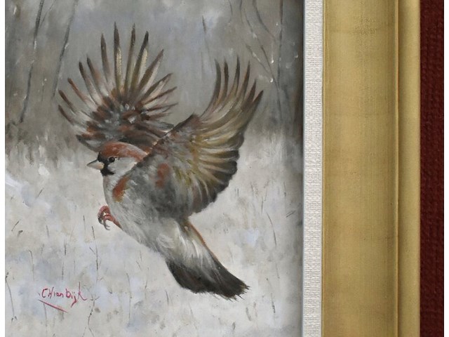 Lodewijk busing (aka c.h.van dijk) - "mus in winterlandschap" - afbeelding 6 van  8