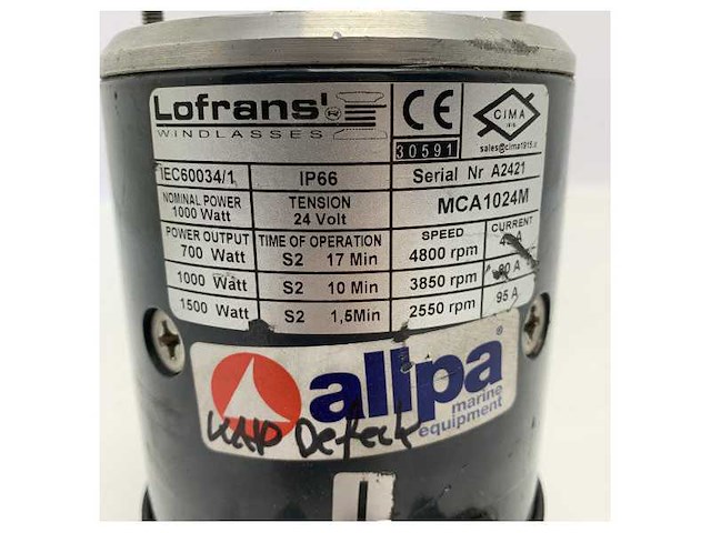 Lofrans windlass electric motor 1000w 24v - mca1024m - afbeelding 9 van  12