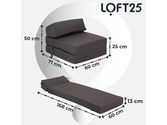 Loft25 z-bed inklapbaar matras met vast kussen - afbeelding 3 van  3