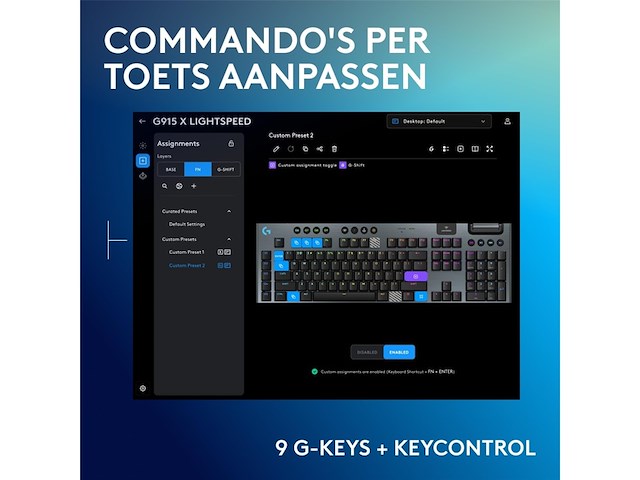 Logitech g915 x lightspeed draadloos gaming toetsenbord qwertz zwart - afbeelding 3 van  5