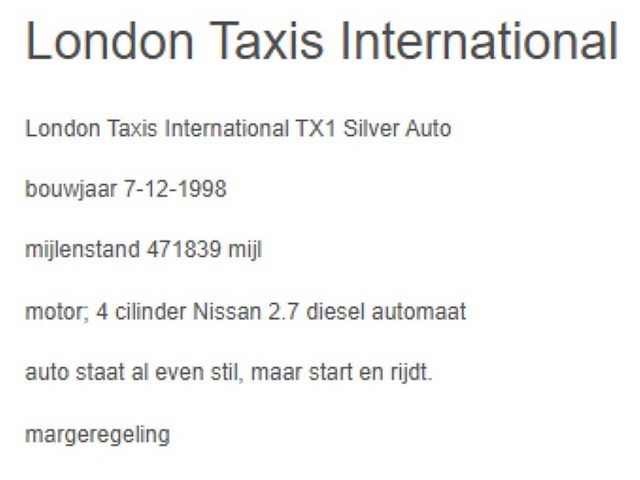 London taxis int. - 1998 - tx1 silver auto - rn-293-g - afbeelding 2 van  23