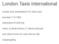 London taxis int. - 1998 - tx1 silver auto - rn-293-g - afbeelding 2 van  23