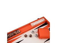 Longfield backgammon 15 oranje in kunstlederen koffer - afbeelding 3 van  6