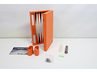 Longfield backgammon 15 oranje in kunstlederen koffer - afbeelding 5 van  6