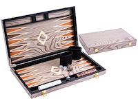 Longfield deluxe backgammon 18 grijs met ebbenhout - afbeelding 1 van  4