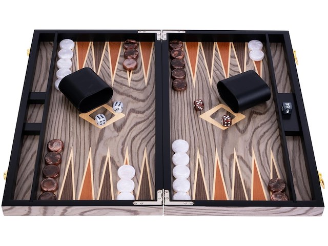Longfield deluxe backgammon 18 grijs met ebbenhout - afbeelding 2 van  4