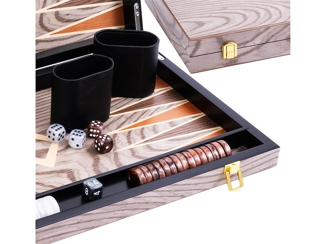 Longfield deluxe backgammon 18 grijs met ebbenhout - afbeelding 3 van  4