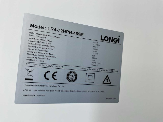 Longi lr4 72hph-455m zonnepaneel (15x) - afbeelding 6 van  6