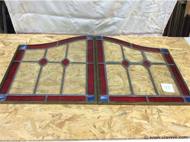 Loodglas 2st ( ongeschonden koperen frame ) - afbeelding 1 van  4
