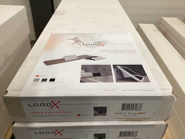 Looox badplank 78cm - rvs / hout (2x) - afbeelding 2 van  3