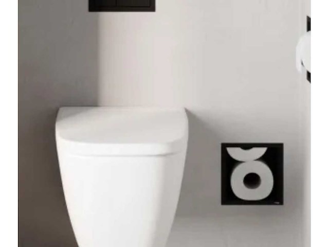 Looox closed cl1 mat zwart inbouw toiletrolhouder (2x) - afbeelding 2 van  4