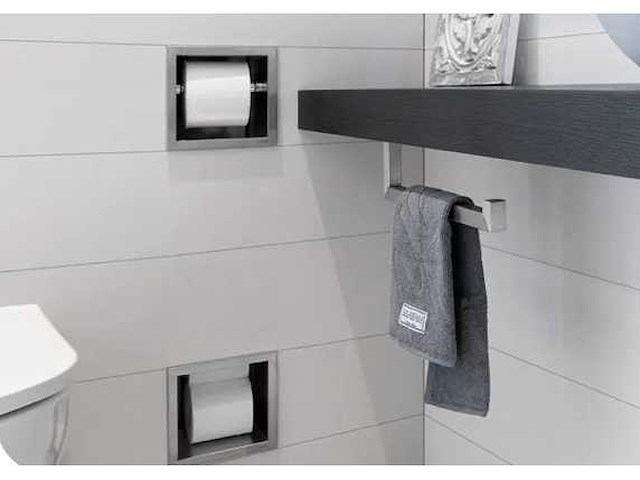 Looox closed cl5 rvs inbouw rvs toiletrol en reserverolhouder - afbeelding 2 van  3