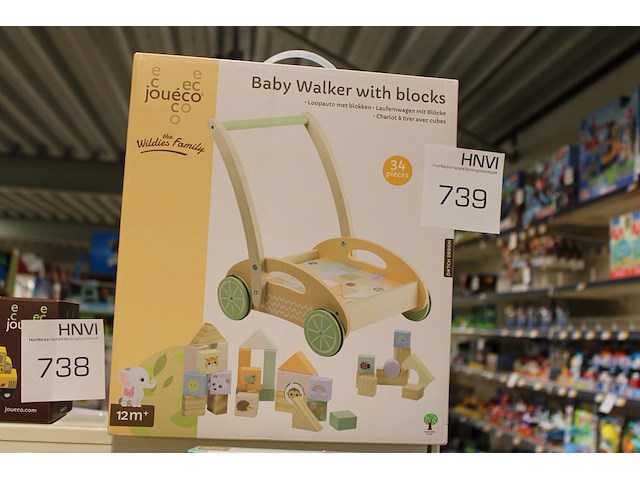 Loopwagen met blokken joueco. - afbeelding 1 van  2