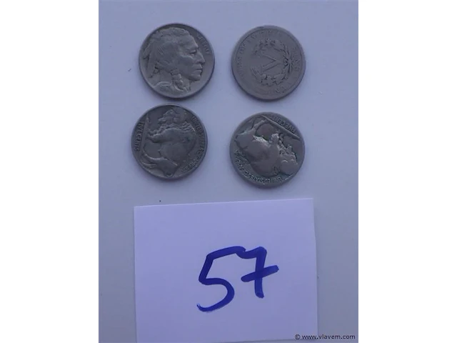 Lot amerikaanse 5 cents indian head en v nickel 1897 - afbeelding 1 van  3