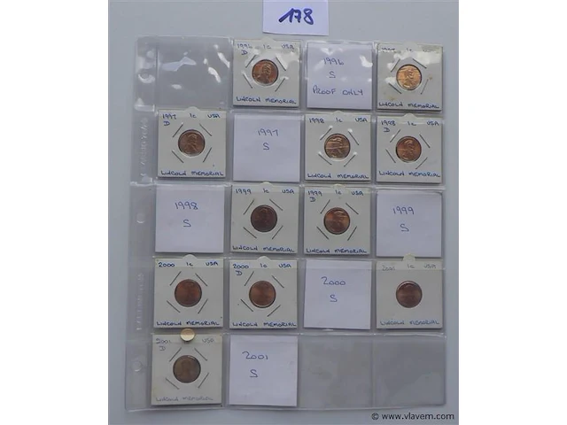 Lot amerikaanse cents in kartonhouders - afbeelding 1 van  3