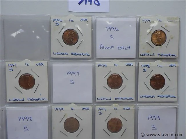 Lot amerikaanse cents in kartonhouders - afbeelding 2 van  3