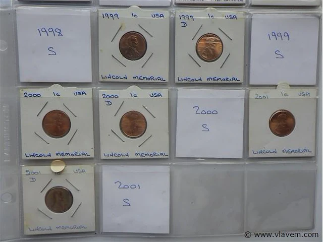 Lot amerikaanse cents in kartonhouders - afbeelding 3 van  3