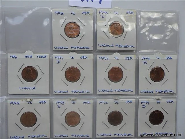 Lot amerikaanse cents in kartonhouders - afbeelding 2 van  3
