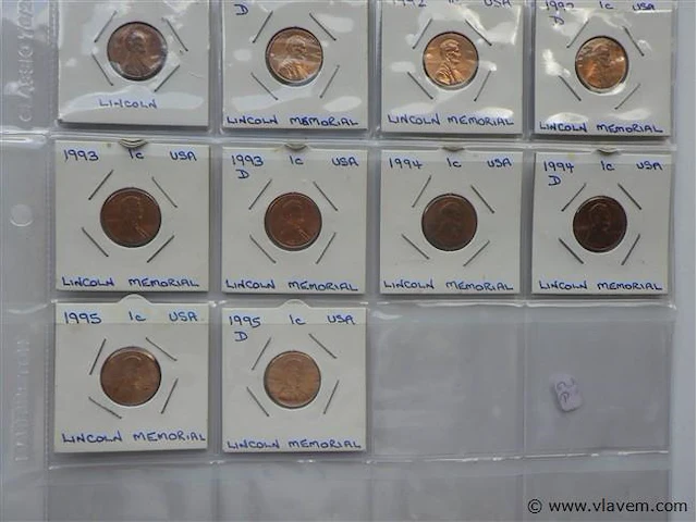 Lot amerikaanse cents in kartonhouders - afbeelding 3 van  3