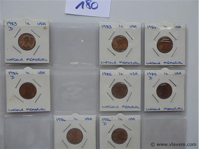Lot amerikaanse cents in kartonhouders - afbeelding 2 van  3