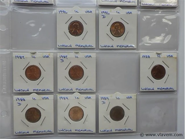 Lot amerikaanse cents in kartonhouders - afbeelding 3 van  3