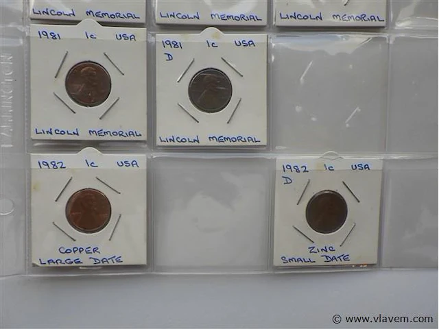 Lot amerikaanse cents in kartonhouders - afbeelding 4 van  4