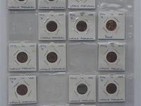 Lot amerikaanse cents in kartonhouders