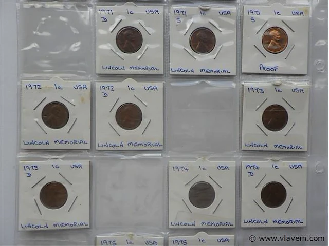 Lot amerikaanse cents in kartonhouders - afbeelding 3 van  4