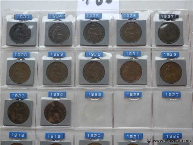 Lot britse half pennies - afbeelding 2 van  3