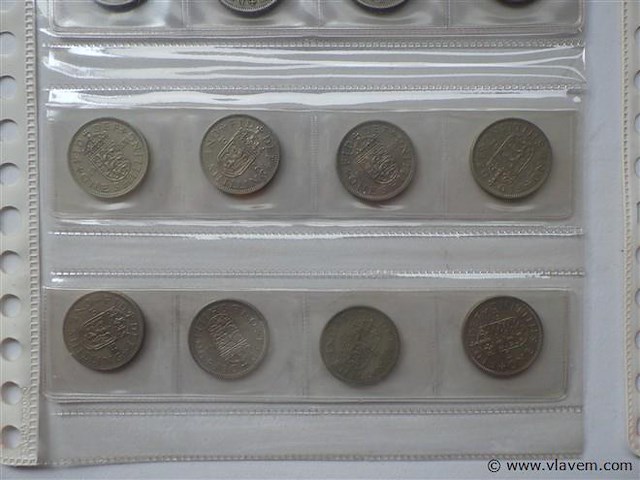 Lot britse munten shilling en 5 pence - afbeelding 3 van  4