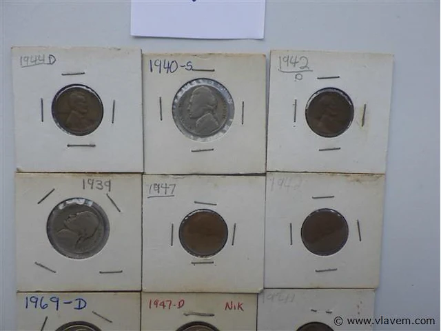 Lot diverse amerikaanse munten in kartonhouders - afbeelding 2 van  4