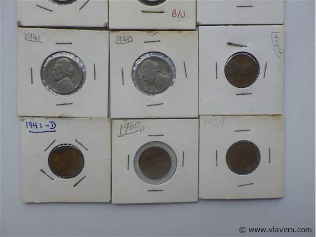 Lot diverse amerikaanse munten in kartonhouders - afbeelding 4 van  4