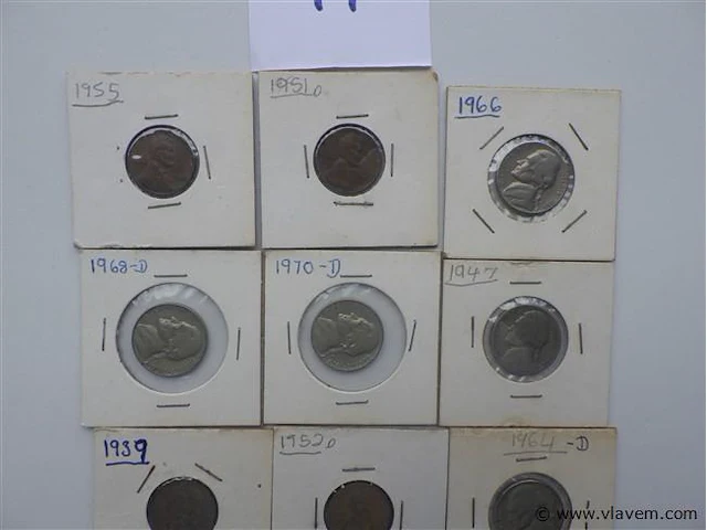Lot diverse amerikaanse munten in kartonhouders - afbeelding 2 van  4