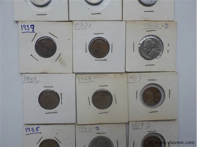 Lot diverse amerikaanse munten in kartonhouders - afbeelding 3 van  4