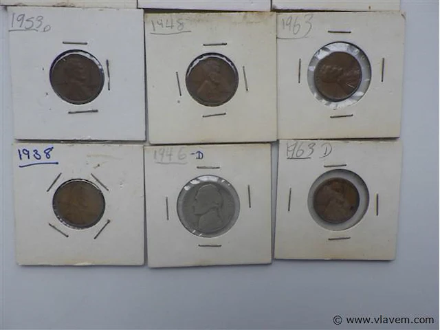 Lot diverse amerikaanse munten in kartonhouders - afbeelding 4 van  4