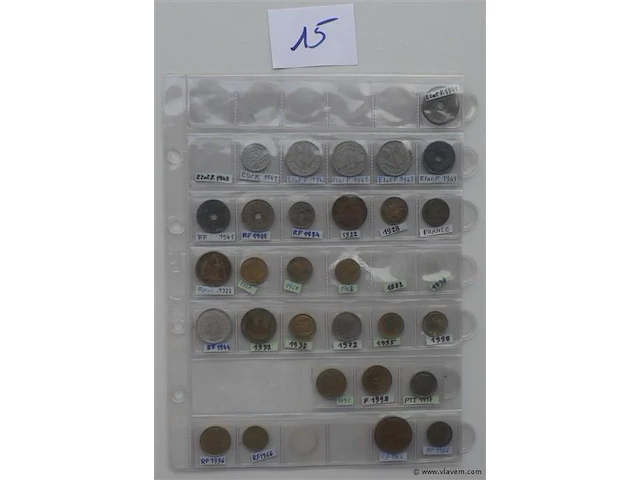 Lot diverse franse munten - afbeelding 1 van  4