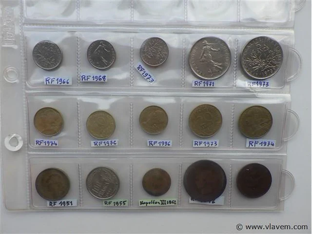 Lot diverse franse munten - afbeelding 4 van  4