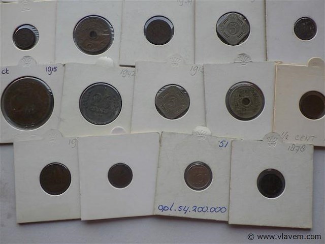 Lot munten in kartonhouders met oorlogsmunten - afbeelding 3 van  3
