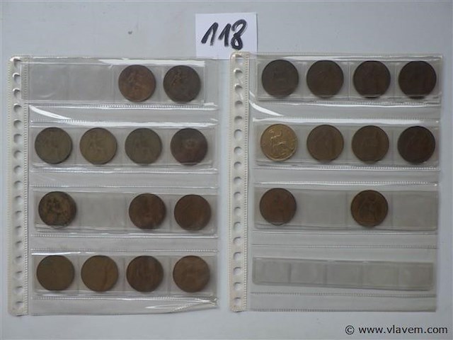 Lot oude britse munten penny's - afbeelding 1 van  5