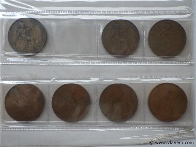 Lot oude britse munten penny's - afbeelding 3 van  5