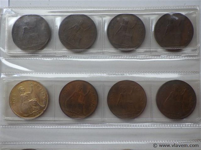 Lot oude britse munten penny's - afbeelding 4 van  5