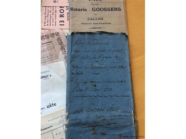 Lot papierwaren oa akte 1834. - afbeelding 2 van  5