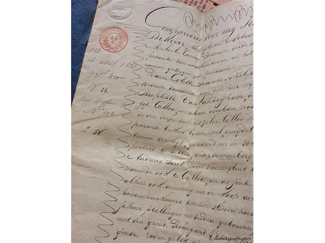 Lot papierwaren oa akte 1834. - afbeelding 4 van  5