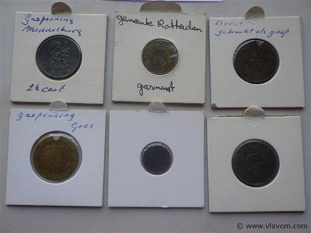 Lot penningen oa gasmunten - afbeelding 2 van  6