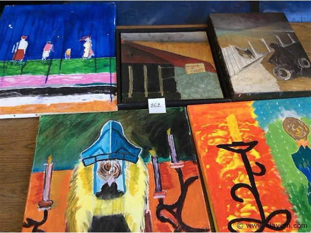 Lot schilderijen 5stuks - afbeelding 1 van  4