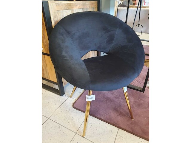 Lounge chair black velvet gold, zwart, 2025 - afbeelding 1 van  2