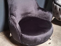 Lounge fauteuil v.v. fluwelen stoffen bekleding en metalen poten - afbeelding 2 van  4